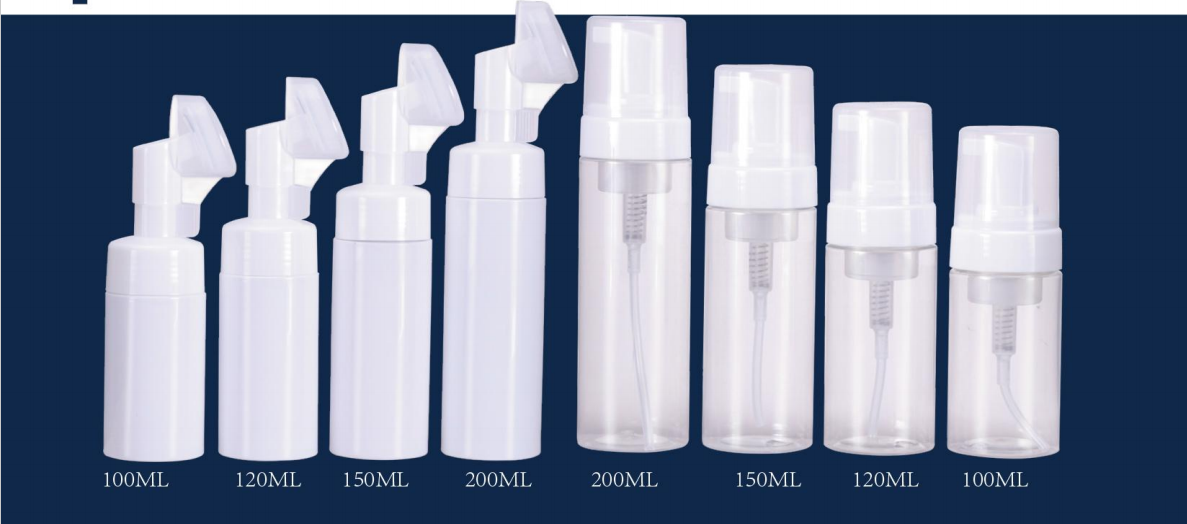 Empty Plastic Foam Pump Bottle  120ml 150ml 200ml clear white blue PET facial cleanser mousse 60ml plastic bottle