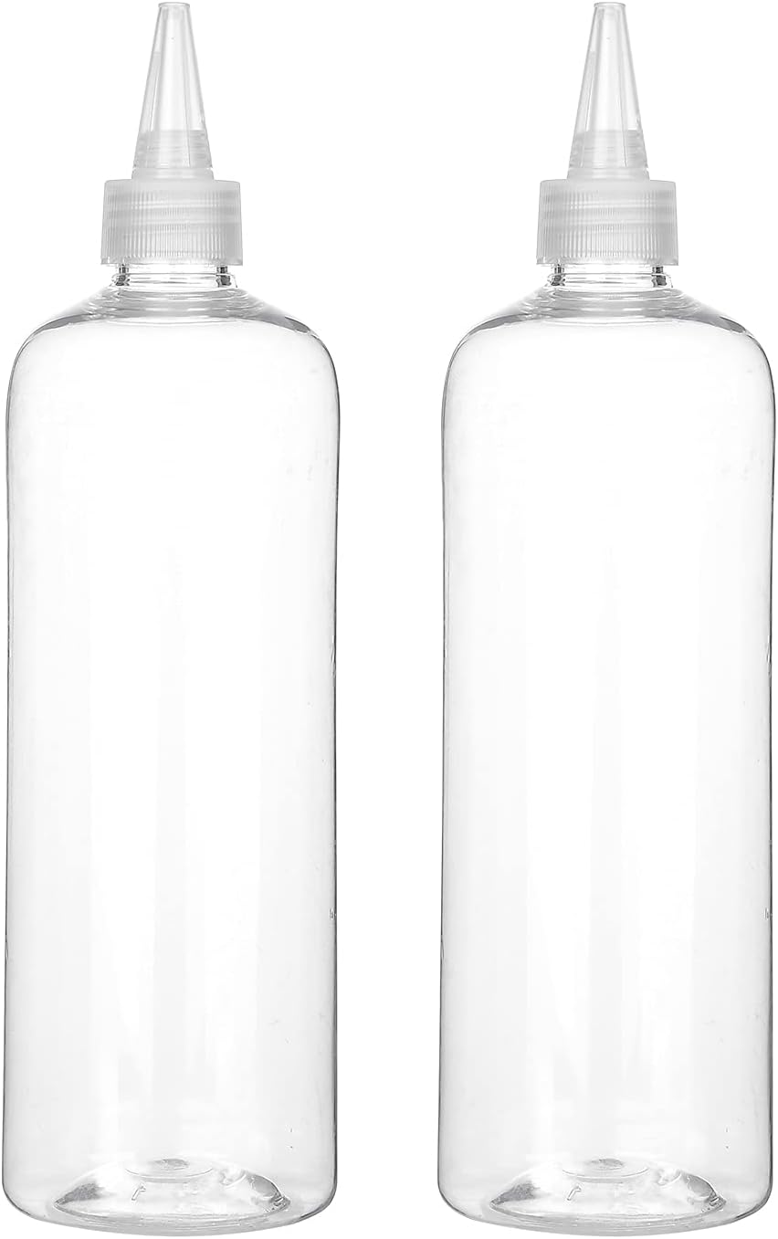 Custom 16oz 500ml Amber Green Blue pet Plastic Squeeze Bottle with twist top cap Hair Color Bottle Applicator sauce dispenser