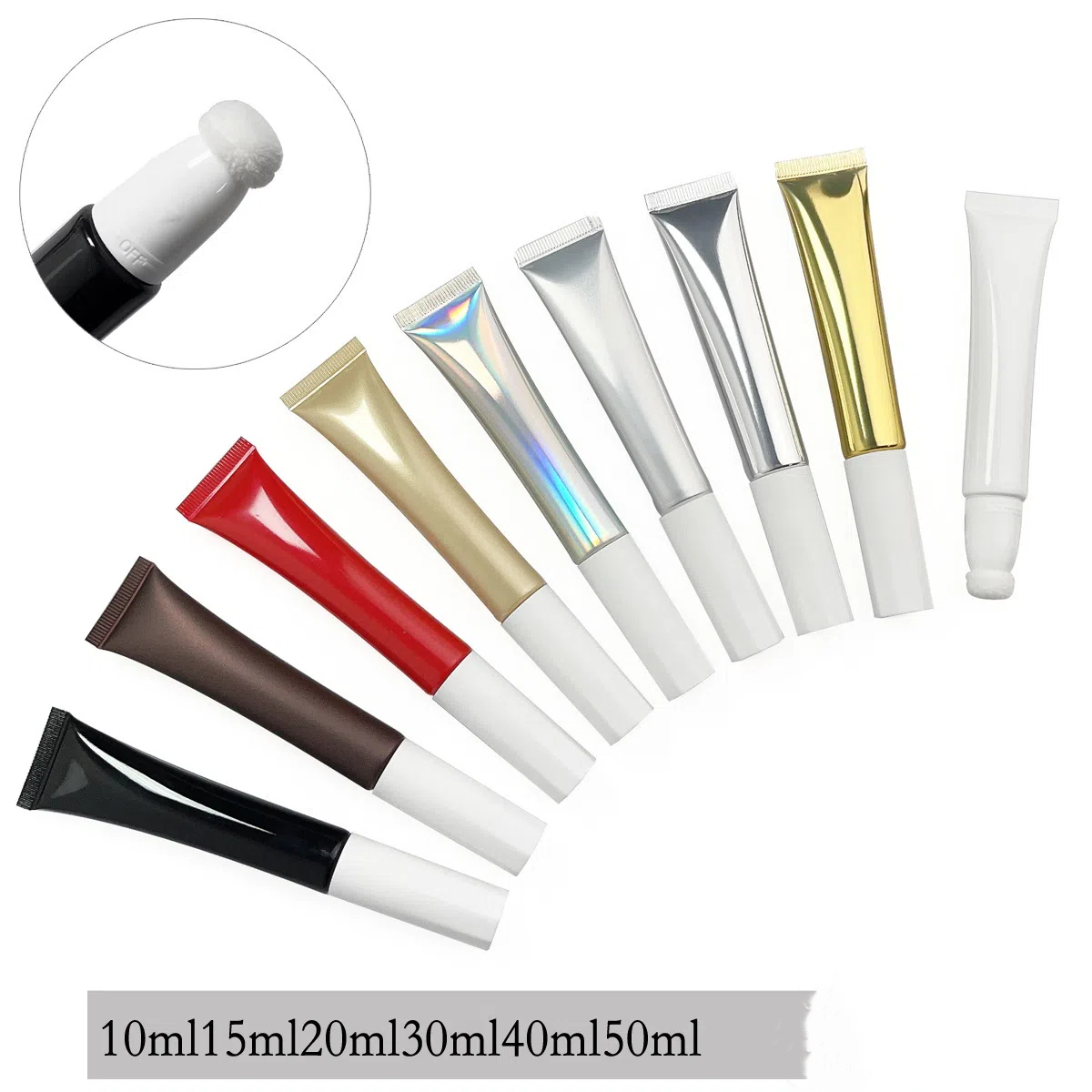 Fluffy 10ml 15ml 20ml 30ml 50ml PE aluminum-plastic tube with soft cotton sponge head Concealer Foundation Lip Gloss blush tube