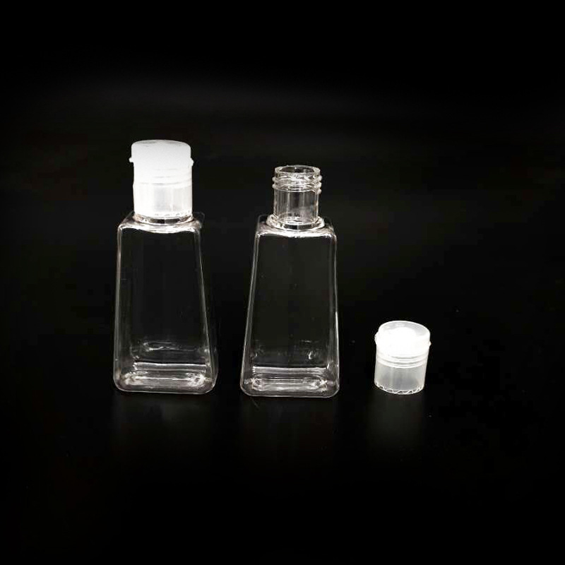 Squeeze Plastic Hand Sanitizer Bottle 30ml 50ml mini PET Hand Sanitizer for clean wholesale with Hook and Spray Pump