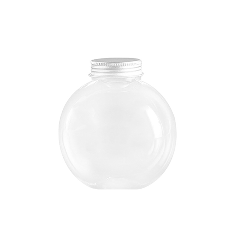 500ml Unique Ball Shaped PET Plastic Bottle Empty Transparent Plastic Juice Bottles With Aluminum Lid Beverage Bottle