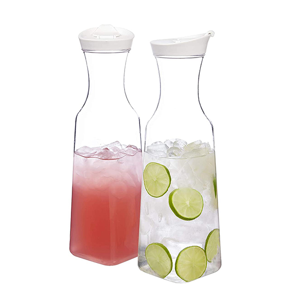 Factory Price 700ml 1L 1.5L Plastic Juice Jar Water Carafe with Silicone Flip Top Lid BPA Free for Bar Beverage Pitcher