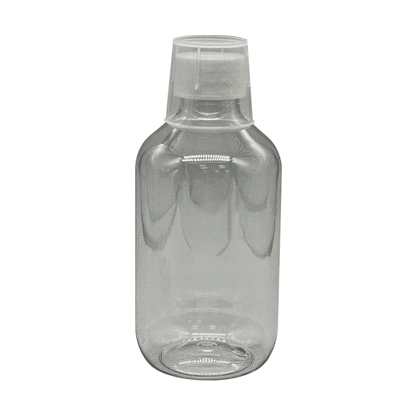 Plastic Oral Cleaning Mouthwash Bottles 500ml 300 ml Transparent mouthwash bottle empty with cup with logo label