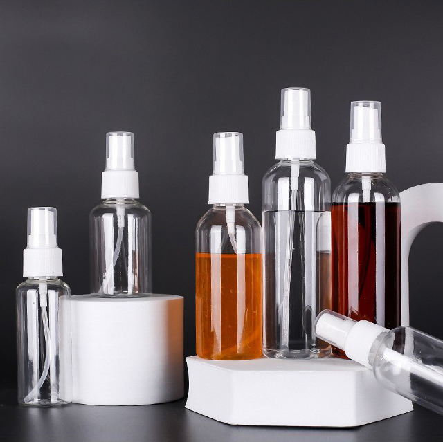 100ml 120ml 4oz Cosmetic mist spray bottle manufacturers customized plastic pet transparent press bottle 80ml toner spray bottle
