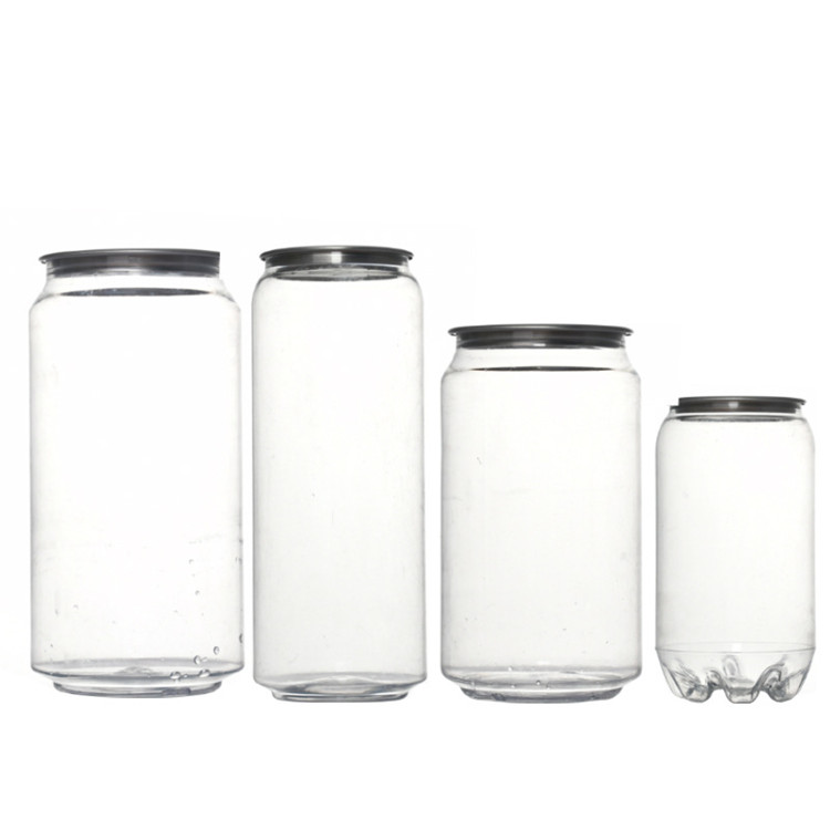 Transparent Food Plastic Cans PET Sealed Packaging Cans Beverage Beer Juice Soda Plastic Bottles 450ml