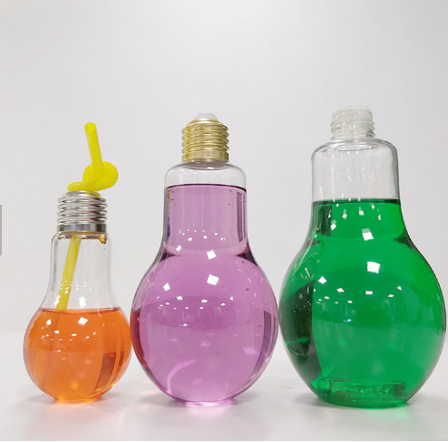 Factory Sales Popular 200 300 400ml 500ml 600ml Pet Plastic Lamp Light Bulb Bottle For Juice