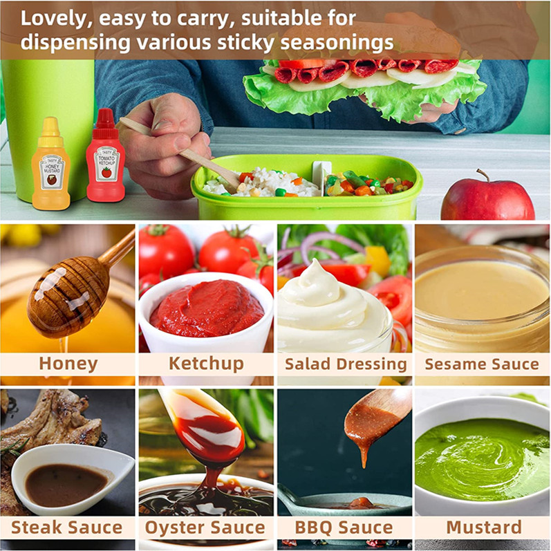 25ml Travel Portable Mini Ketchup Bottle Tomato Mayonnaise Container Mustard Dispenser Small Sauce Squeeze Bottle with Twist Cap