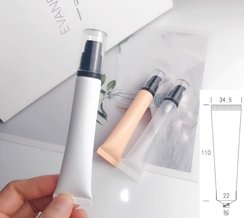 10g 15g 20g Airless Pump Tube with Ceramic Alloy Silicone Massage Head Lip Balm Gloss Serum Foundation Eye Cream Lotion Tube