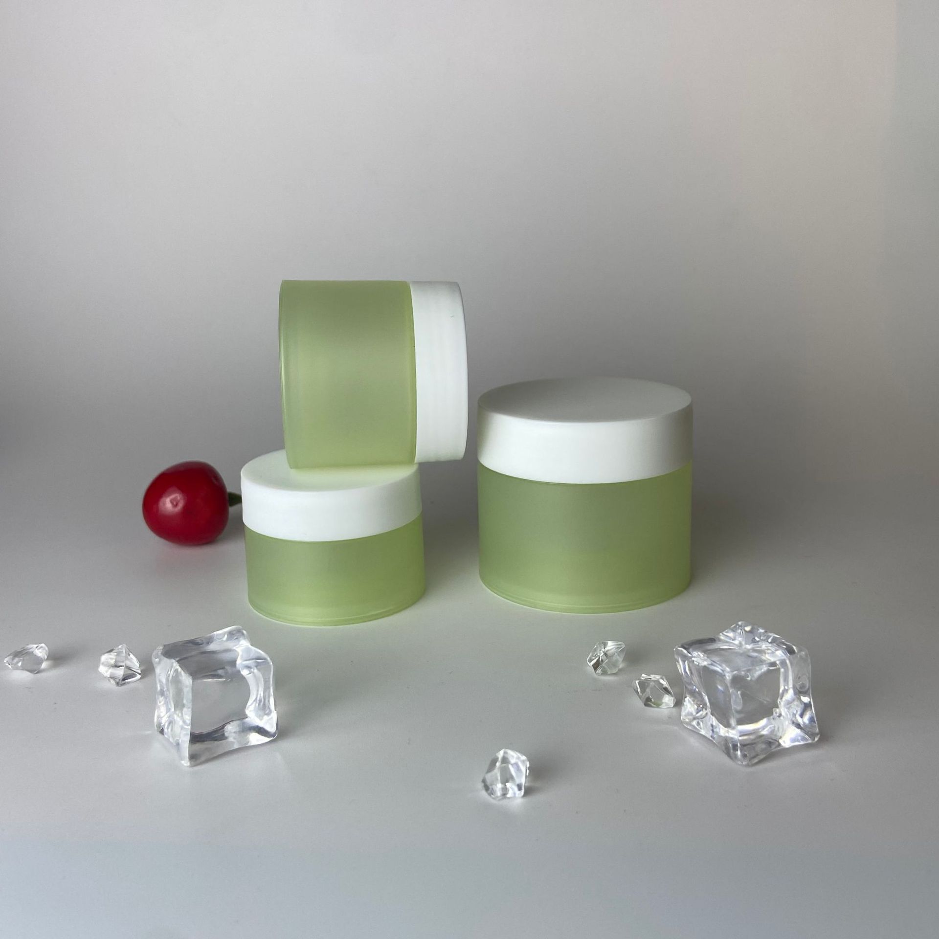20g 30g 50g 100g green frosted  PP double wall plastic jar with lid for cosmetic cream