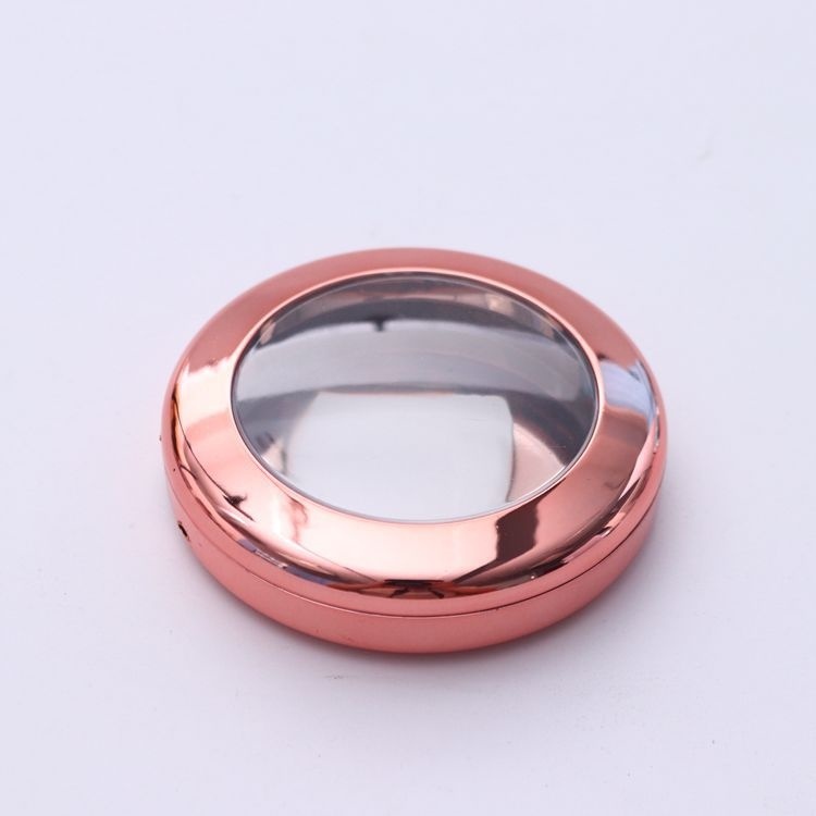 Round window box rose gold plated eyelash packing box eye shadow box plastic