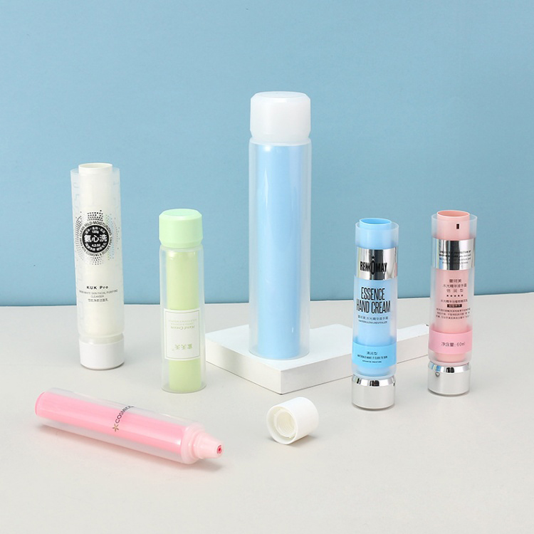 Customized Double Dual Chamber Tube Cosmetic Packaging For Hand Cream Lotion Facial Cleanser